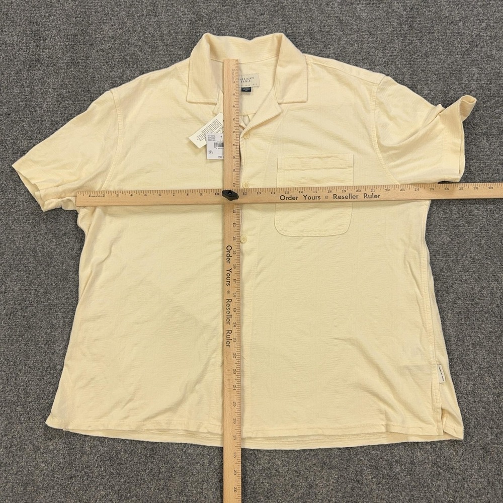 American Eagle Outfitters Shirt Mens L Beige Cotton Short Sleeve Button Up - Picture 7 of 10